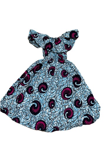 African ankara print kids / Girls Off The Shoulder dress Girls Ankara outfit. - Picture 8 of 10