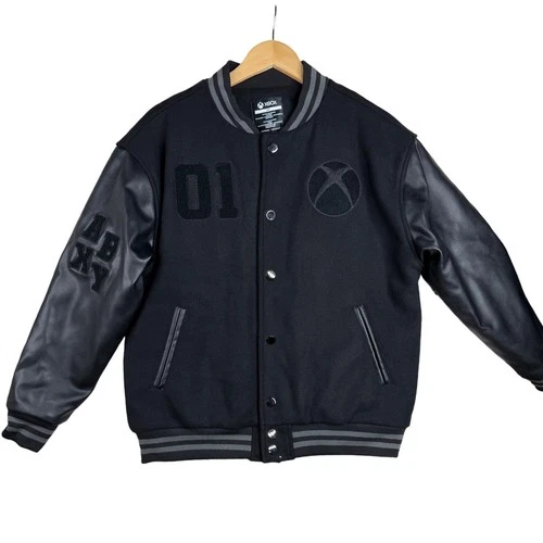 XBOX Varsity Jacket Leather Wool Unisex Letterman Baseball Video Game Lore sz S - product listing photo