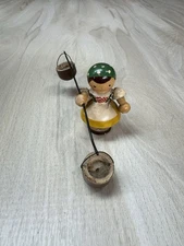 Erzgebirge 50s German Milkmaid Girl 4" Art Wood Ladies Fashion Water Baskets
