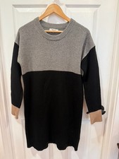Madewell Merino Wool Sweater Dress Womens Small Colorblock Gray Black Tan