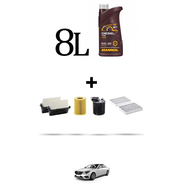Hoffcar Wartungsset 4 Filter Und 8L ÖL FüR Mercedes Klasse S (W222, A217, C217)-image