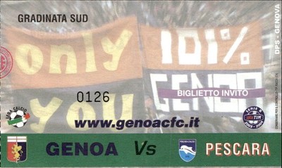 Genoa vs Pescara Serie B 2003-2004 Gradinate Sud Invitation Ticket