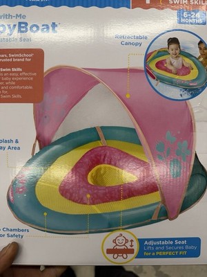 SwimSchool Grow-with-Me BabyBoat Inflatable Float, Adjustable Seat, Canopy