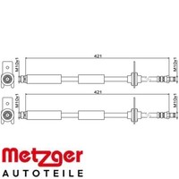 2X Bremsschlauch Metzger 4111814 2 BremsschläUche Rechts Links Hinten FüR Ford
