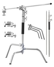 Stainless Steel Professional Heavy Duty C Stand with Boom Arm - Max Height 8f...