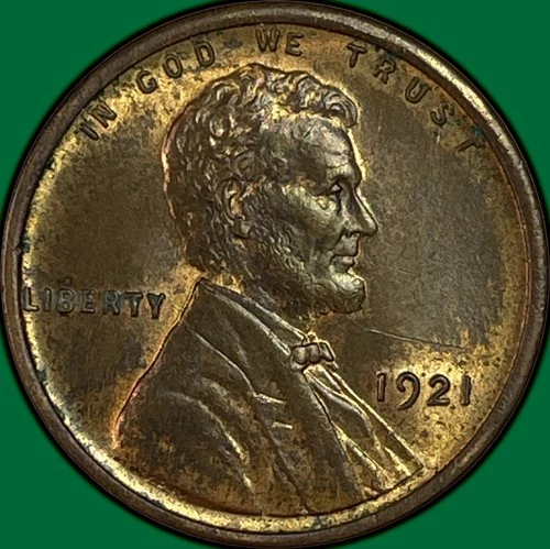 1921 Lincoln Wheat Cent Uncirculated UNC Coin, Scratch #38150