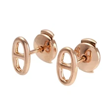 HERMES Cha ne d Ancre K18PG Pink Gold Earrings Used