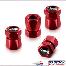 Red Tire Valve Stem Caps Jeep Metal Wheel Air Caps 4 Pack Red Tire Valve Stem Caps Jeep Metal Wheel Air Caps 4 Pack