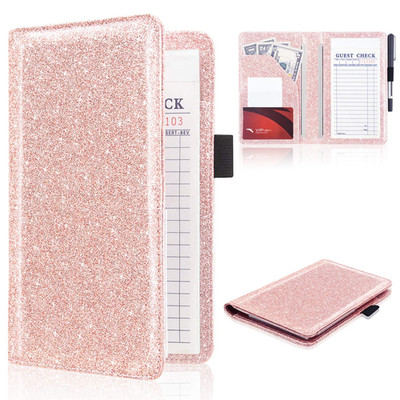 Server Books for Waitress, Guest Book Note Pad, Cute Pocket Leather Money Organi