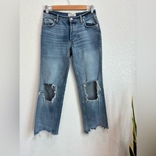 Free People We the Free Straight Leg Raw Hem Jeans Size 24