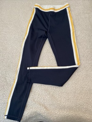 Wilo The Label Leggings Womens S White Side Stripe Legging Navy/Marigold NWOT