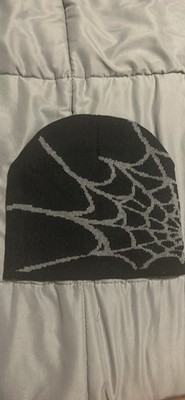 Spider-Man Web Graphic Print Beanie Hat Black/Gray One Size Unisex Stretch