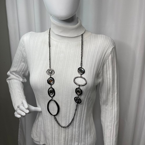 Chico's Chunky Halskette Kettenglied signiert Modeschmuck gunmetal grau - Bild 13 von 15