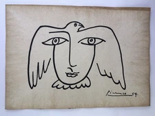 Pablo Picasso COA Art Painting Original Drawing Vintage Paper Signed