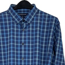 MIZZEN MAIN Leeward No Tuck Mens XL Performance Blue Plaid Button Up Shirt