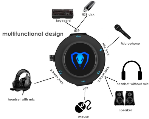 External Sound Card Audio Adapter With USB Ports And AUX - Bild 3 von 10