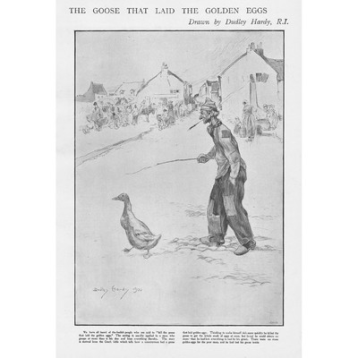 DUDLEY HARDY Die Gans, die die goldenen Eier legte - Antikdruck 1900