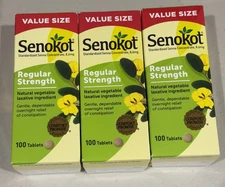 (3) Senokot Regular Strength Laxative 8.6mg - 100 Tablets Exp 11/2026+