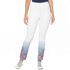 DG2 by Diane Gilman Embroidered Exposed Button Jean Ombre Chambray