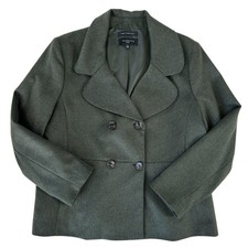 Talbots Petites Blazer Jacket Coat 10P Green Italian Wool Blend Classic New