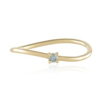 Cavill Damenring 18K Gelbgold 0,027Ct Diamant Himmelblau Echtschmuck-