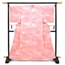 Komon Kimono Casual Silk Gradation-dyed Lined Pink Mist Pattern Made in Japan
