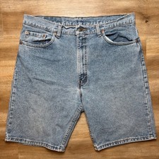 Vintage Levi's 550 Denim Shorts Men 36 Relaxed Fit Stone Wash Made USA Jorts 90s