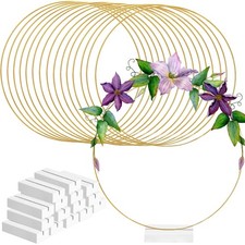 15 Pack Metal Floral Hoop Table Centerpiece with Stand, 12 Inch Wreath Ring S...