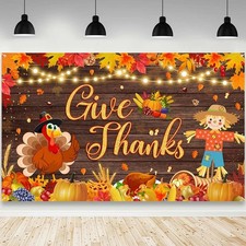 AIBIIN Happy Thanksgiving Backdrop Give Thanks Fall Photography Background Pu...
