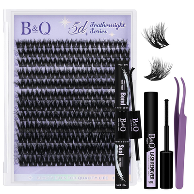 #ad Bamp;Q Lash Clusters Kit Wispy Fluffy Feath5D 01 Eyelash Clusters Kit with Glue amp; $18.79