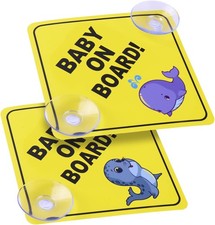 Baby on Board Car Warning Signs, 2 Pcs 5"x5" Safety Car Sign with Double Style-D