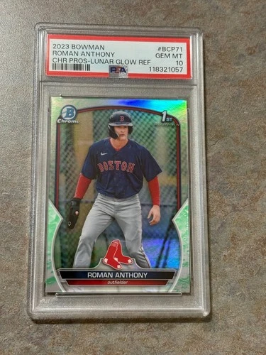 Roman Anthony 2023 Bowman Chrome #BCP-71 Lunar Glow Refractor PSA 10