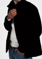 Banana Republic Jacket L  Black Wool Blend 4 Pocket Car Coat Winter NWT $98.50