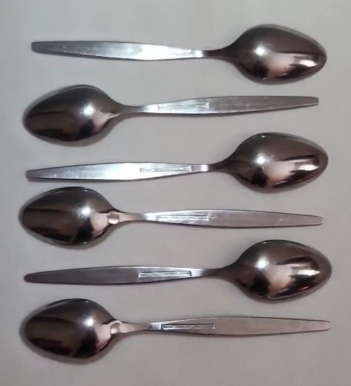 REGAL JAPAN - Juego de 6 cucharaditas modernas de mediados de siglo - acero inoxidable Foto 4 de 4