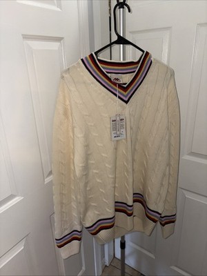 Robe Di Kappa Men's Size Large Sweater White Mastice 100% Wool Long Sleeve
