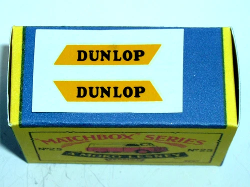 Decal set of 2 'DUNLOP' for Matchbox Lesney 25a Bedford DUNLOP Tyres Van