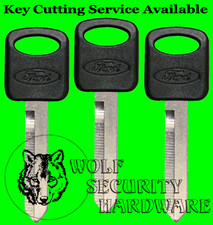 Lot of 3 Ford Oval Logo Uncut Key Blank Black Plastic Molded Head 596758 