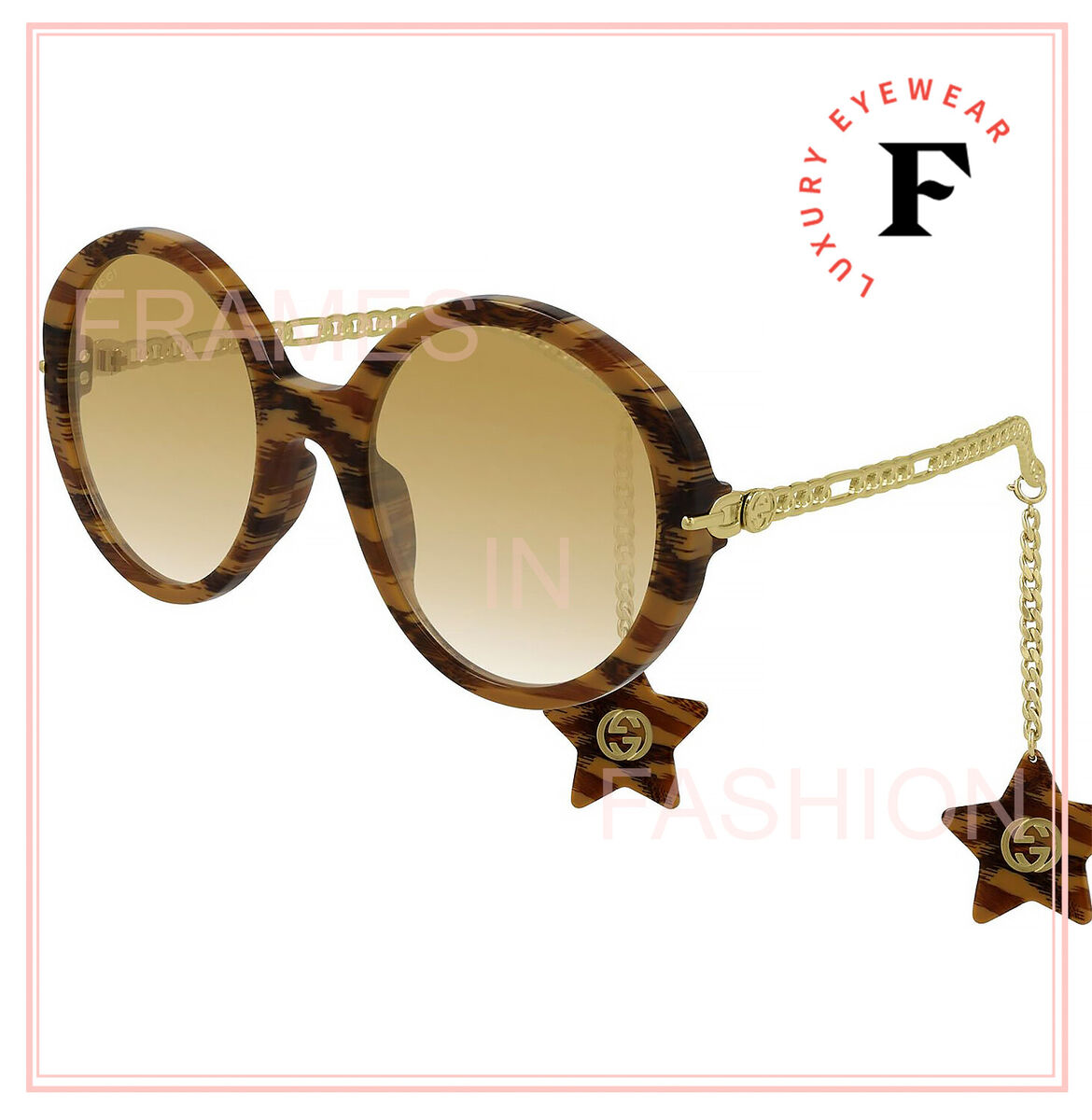 GUCCI CHAIN 0726 Gold Brown Yellow Star Detachable Charm GUCCI CHAIN 0726 Gold Brown Yellow Star Detachable Charm