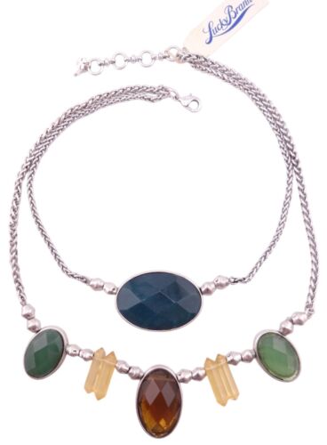 Lucky Brand Mineral Stone Quartz Roadmap Silvertone Necklace NEW - Picture 2 of 2