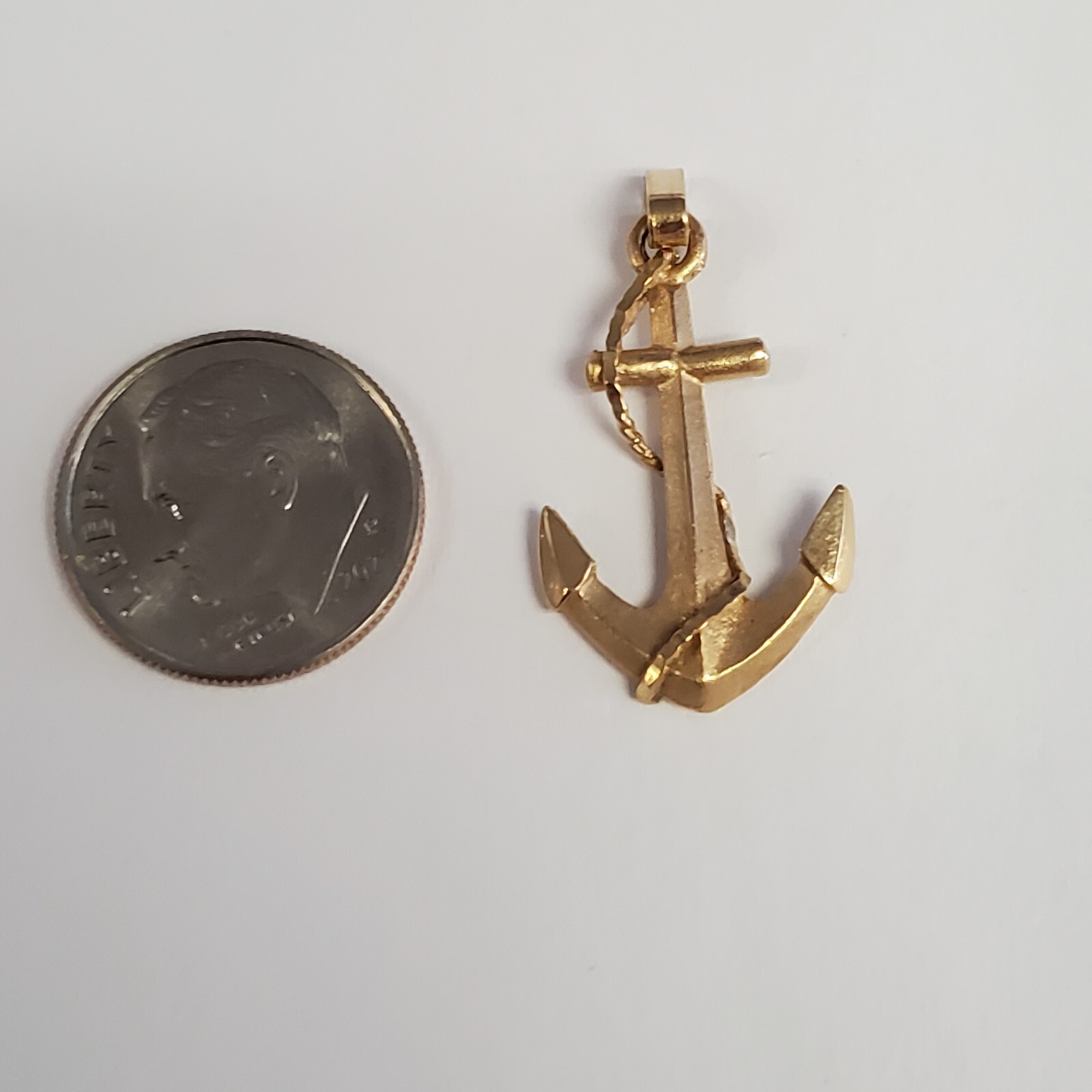 VINTAGE  SOLID 14K   GOLD  ANCHOR CHARM - image 3
