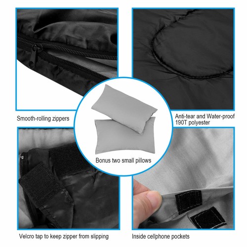 Saco de dormir doble para 2 personas Goplus impermeable con 2 almohadas camping talla queen XL - Imagen 3 de 30
