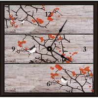 Green Leaf Art Art Clock, Medium, Fall Tree And Birds Sale Green Leaf Art Art Clock, Medium, Fall Tree And Birds Sale