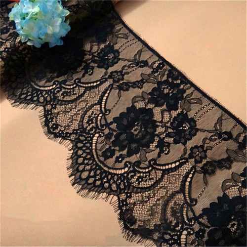 3 Yards Floral Embroidered Eyelash Mesh Lace Trim Sewing Crafts 26CM Wide - Picture 14 of 15