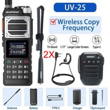 Baofeng Uv25 Walkie Talkie Long Range Tri-power Two Way Radio DTMF Bluetooth Mic