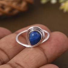 Genuine Lapis Lazuli Statement Ring in 925 Silver Prefect Gift For Best Friend