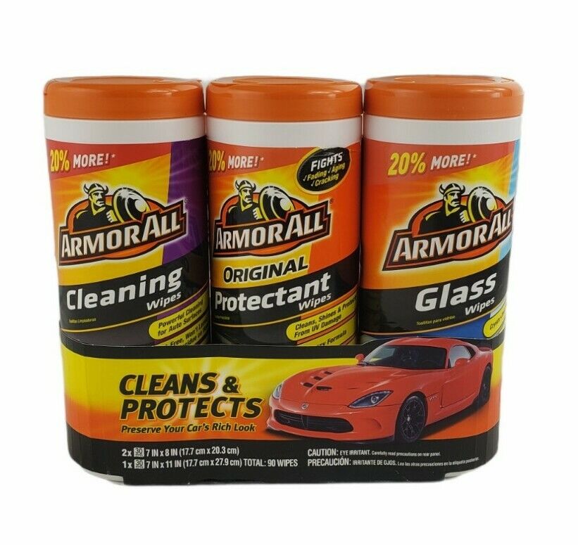 Armor All Triple Pack Wipes - Protectant, Cleaning, & Glass - 30 Wipes - 3 Pack