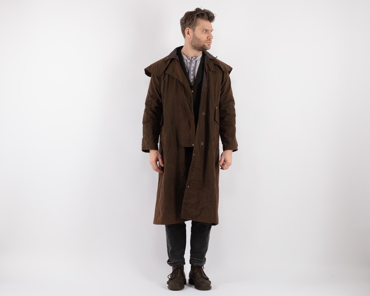 Vtg 90s DRIZA-BONE Riding Trench Coat Jacket Duster Sz XS Waxed