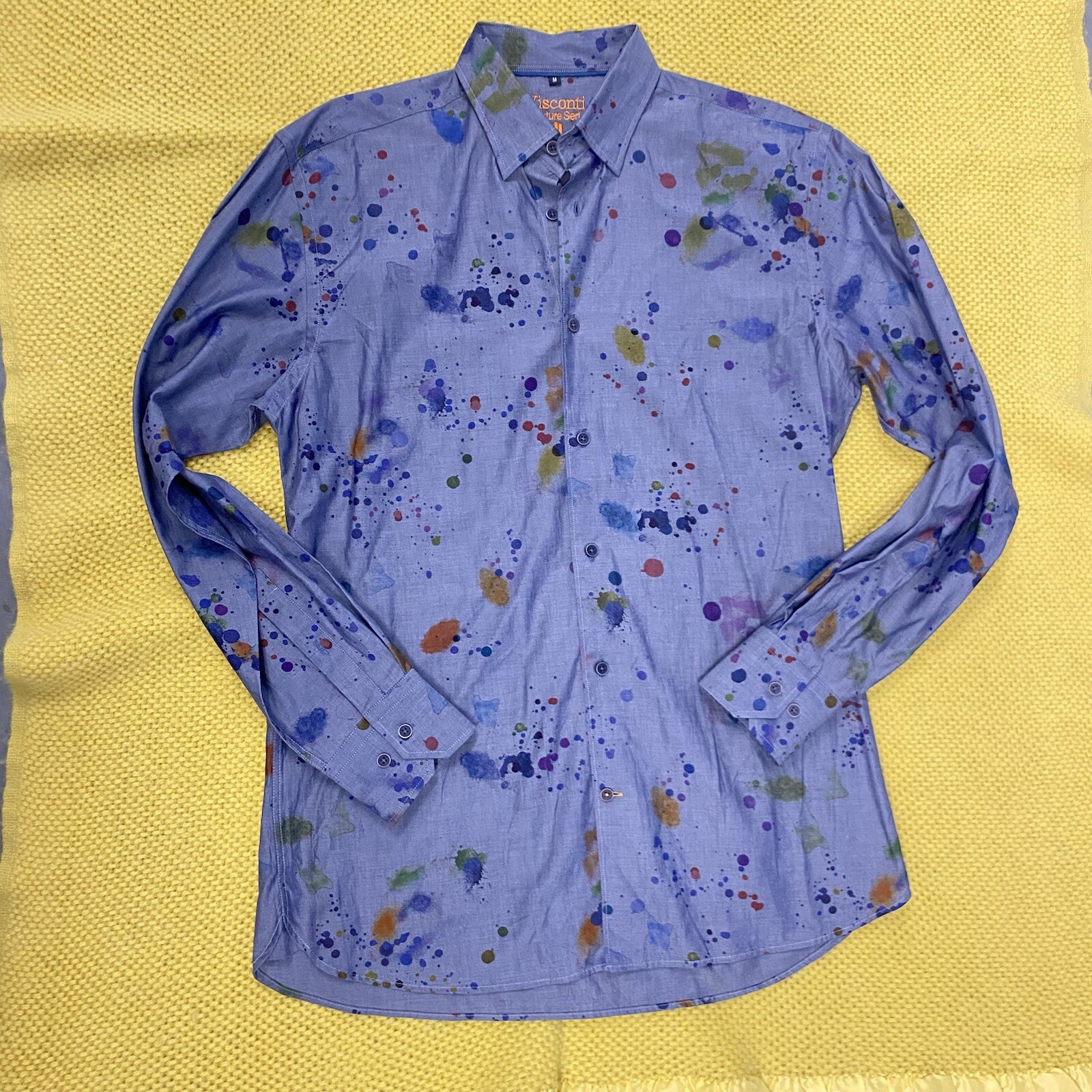 Visconti Signature Splatter Design Limited Edition Button Down Shirt Size M