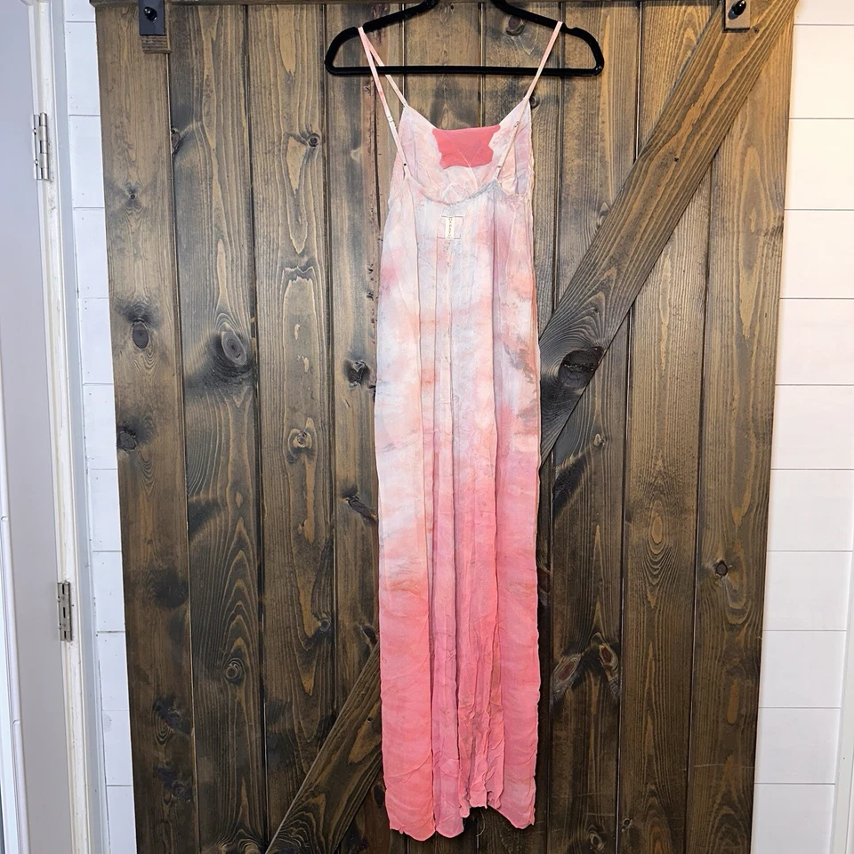 Gypsy 05 100% Silk Maxi Dress Ombré Sleeveless Watercolor Made USA Sz S - Image 2 of 4