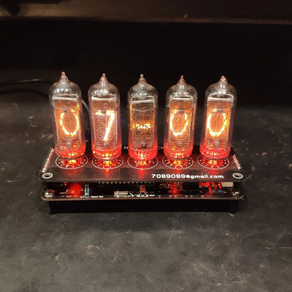 Nixie Clock IN-14 & IN-19 RGB Backlight Assembled *Alarm, USB power, 24h format* - Image 4 of 4